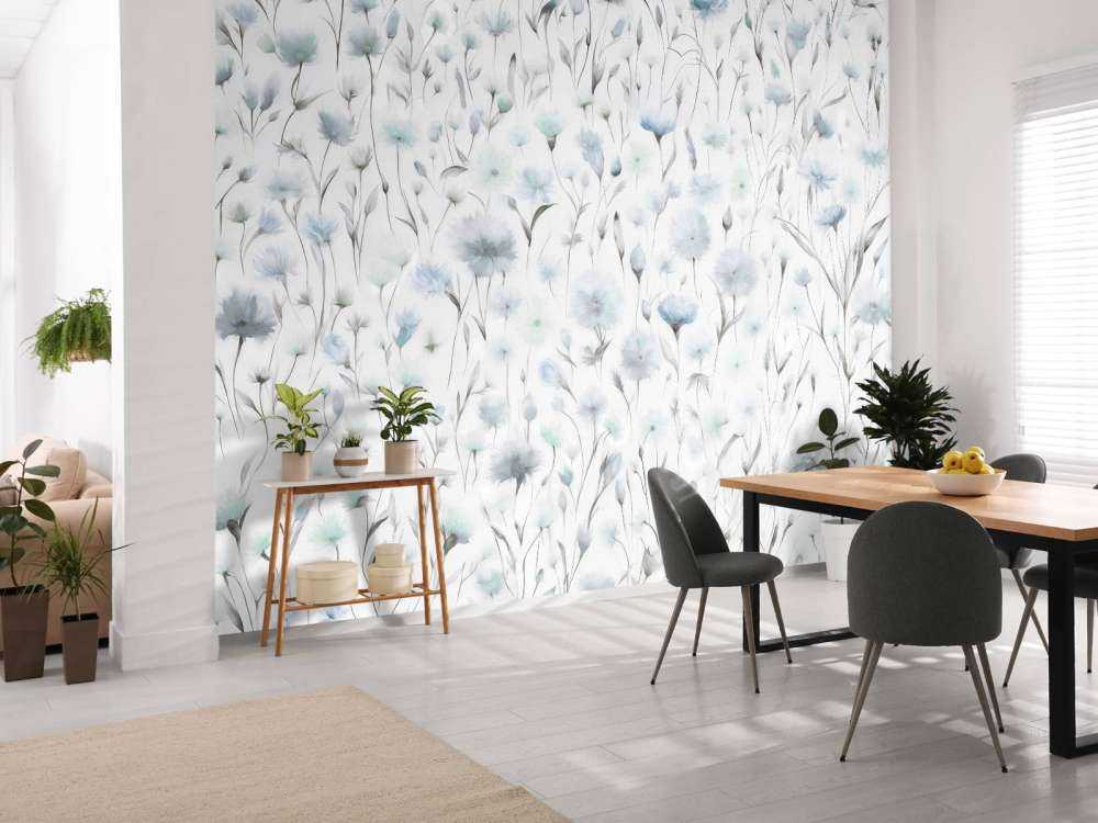 Cornflowers and field grasses Blue