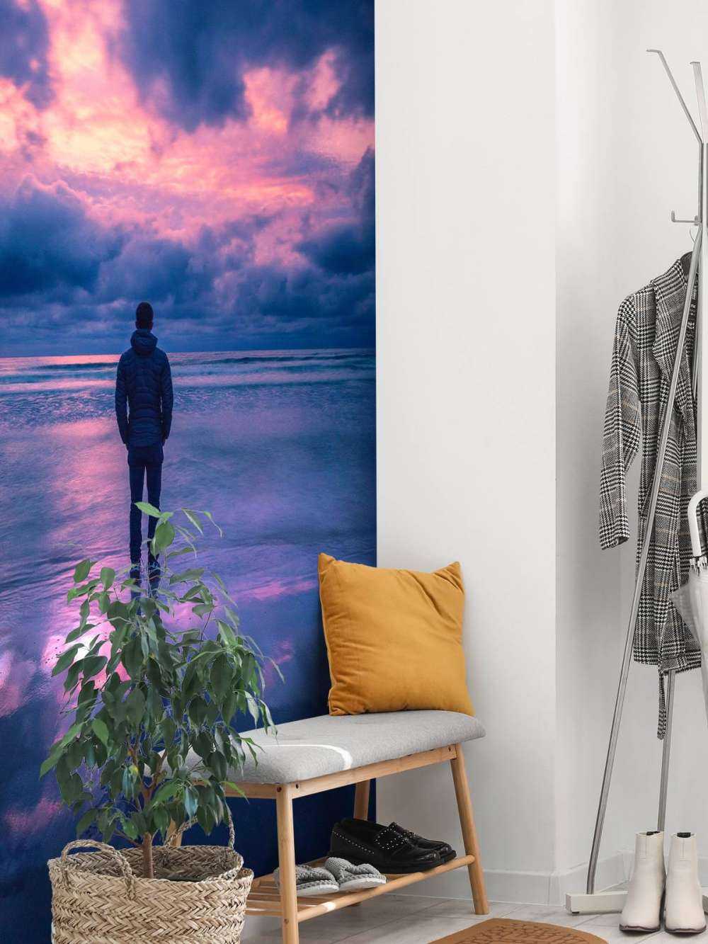 Paarse schemering aan stille kust