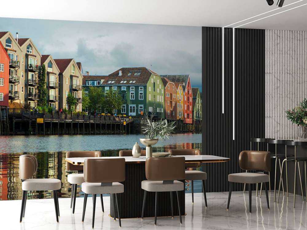 Kleurrijke Huizen Aan Waterkant