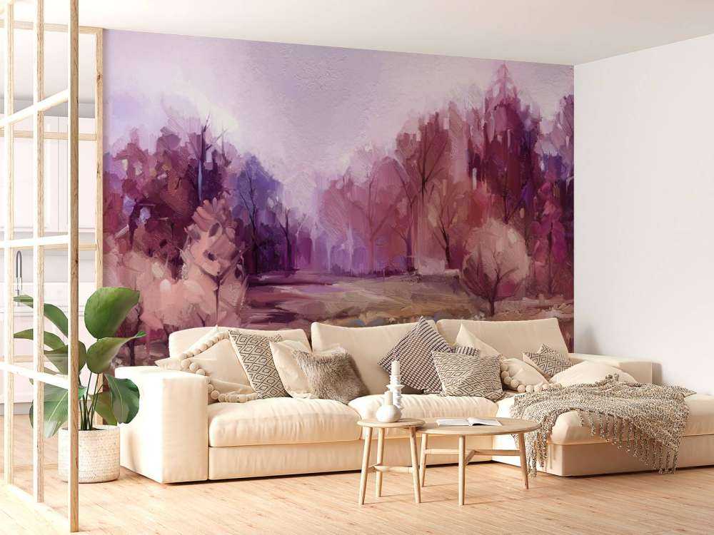 Olieverfschilderij van een prachtig kleurrijk landschap