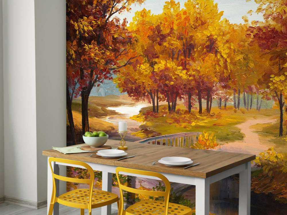 Schilderij van een brug in het bos