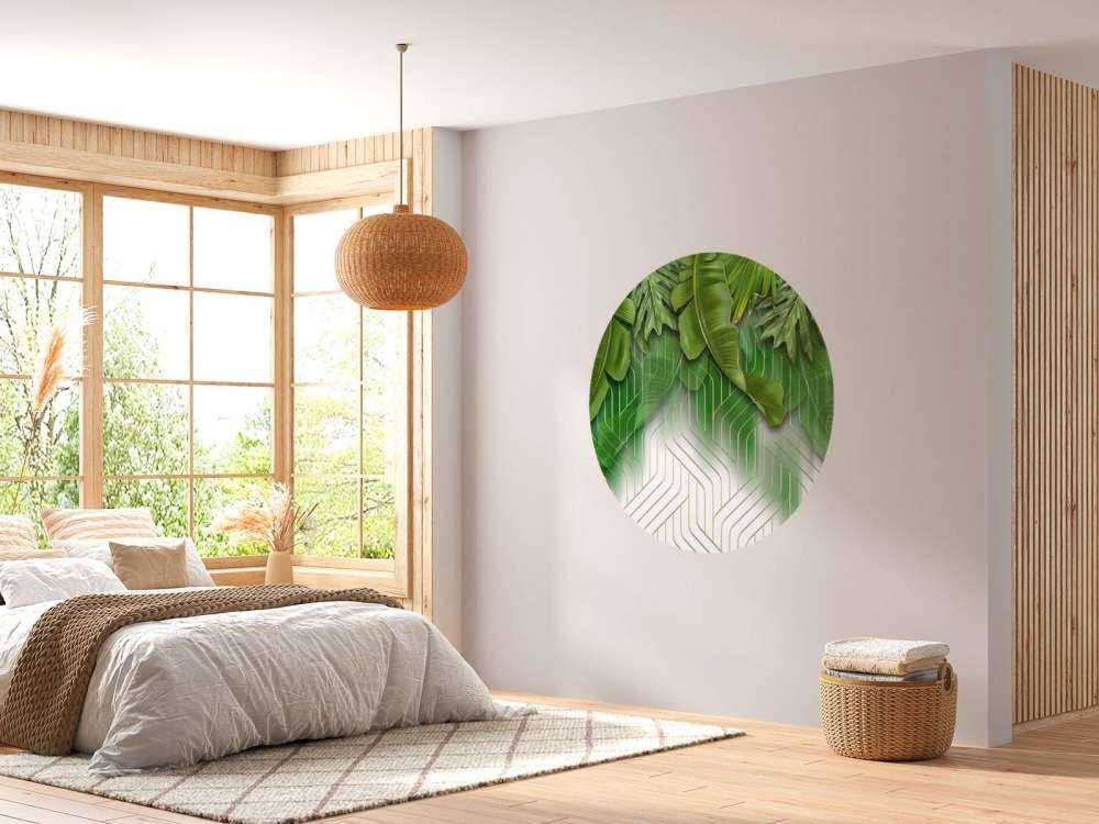 Gouden lijnen effect met groene bladeren