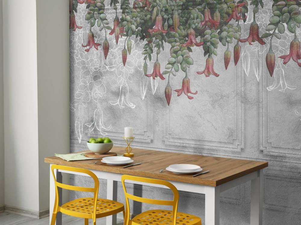 Klassieke grijze lambrizering met bloemen