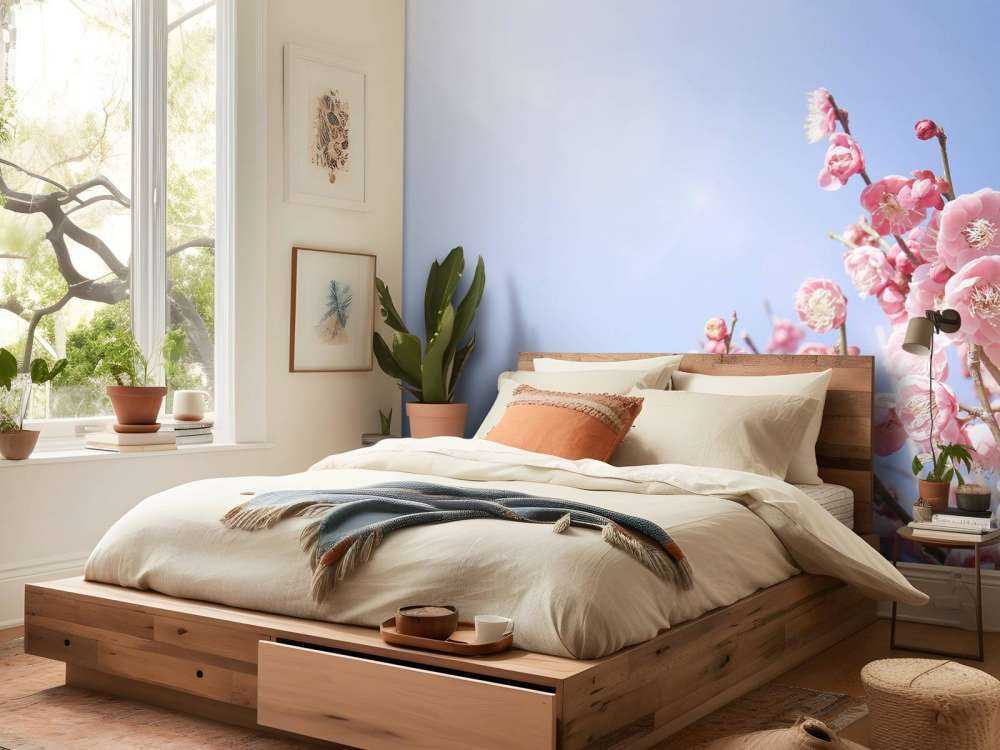 Bloesem bloemen met blauwe lucht