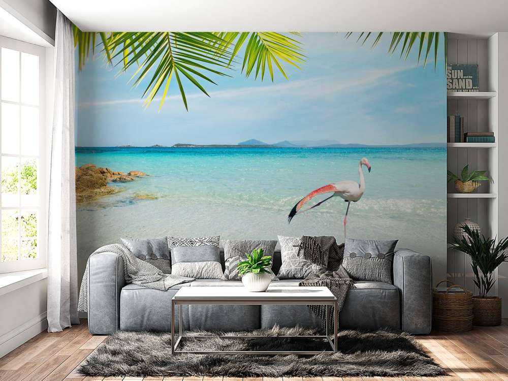 Flamingo op Tropisch Strand