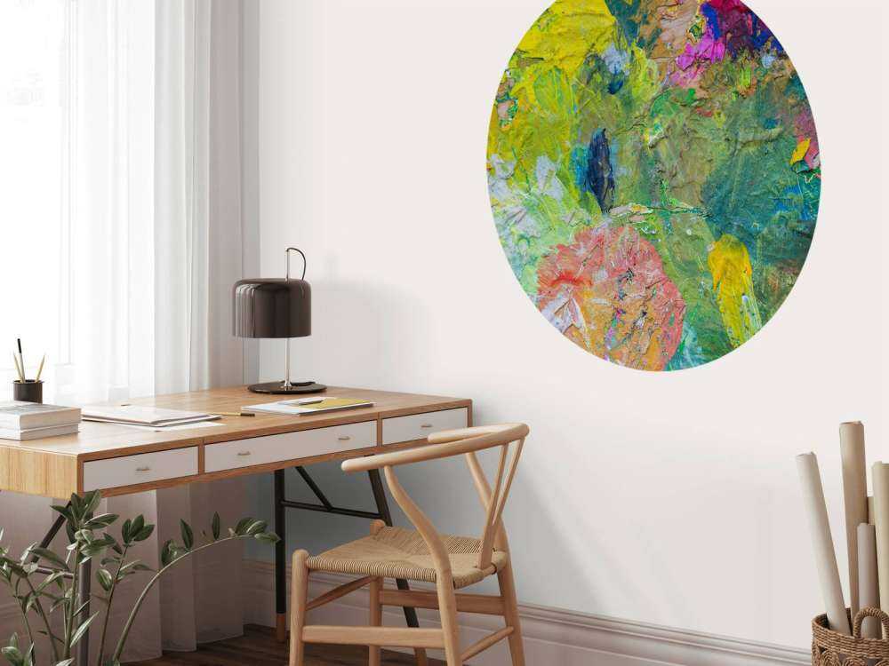 Close-up van een kleurrijk schilderwerk