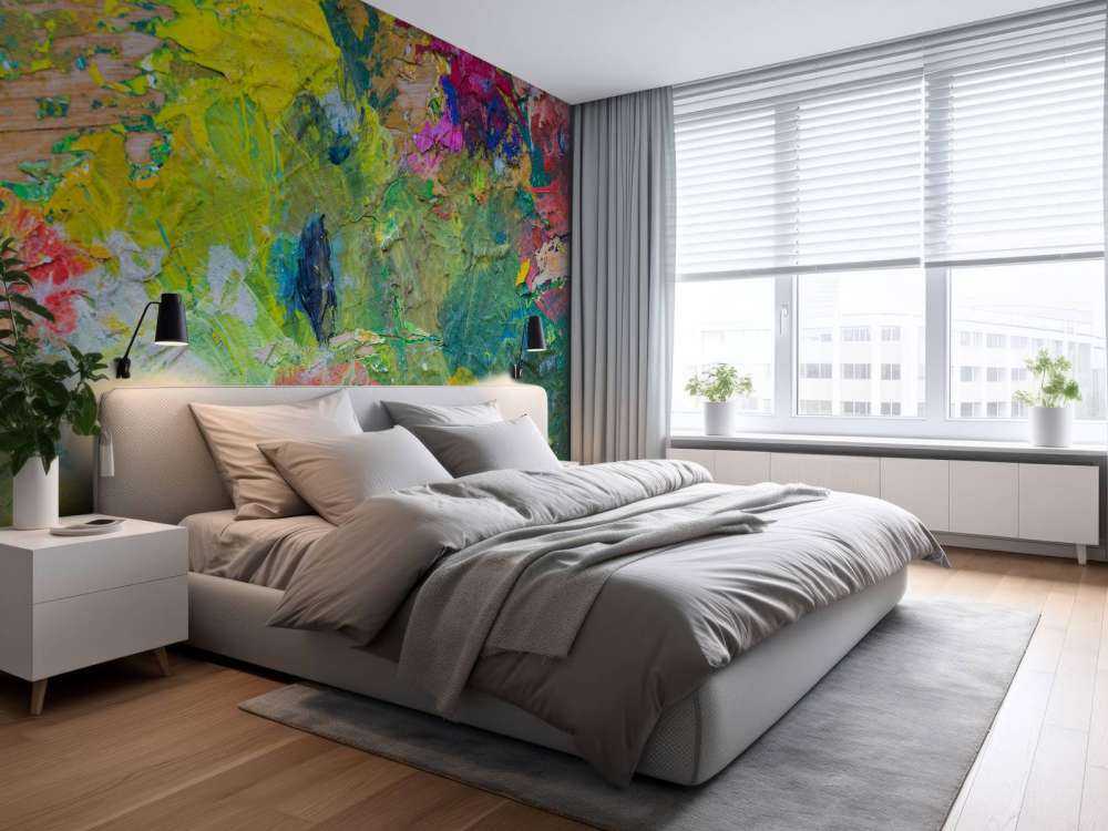 Close-up van een kleurrijk schilderwerk