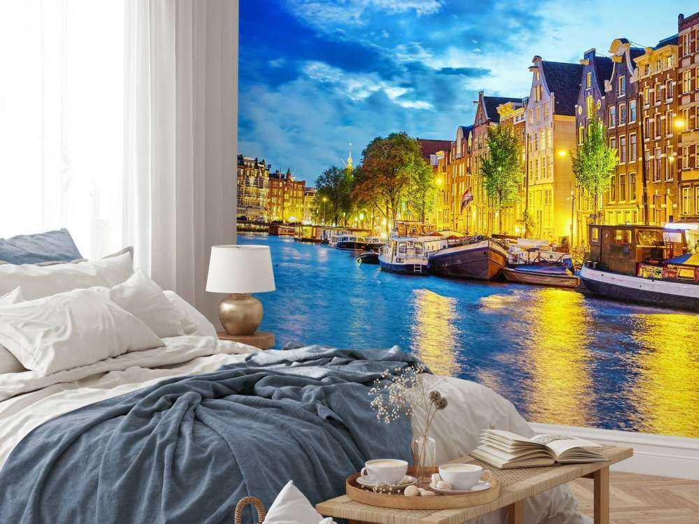 Rivier de Amstel in de avond