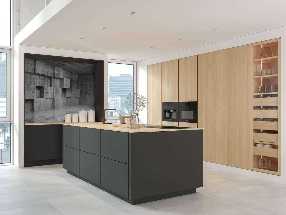 Lege betonnen interieur met decoratie kubussen op de muur