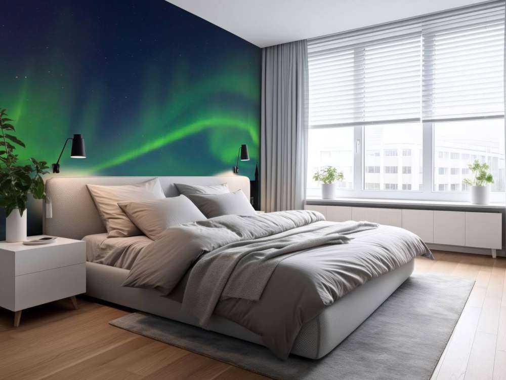 Noorderlicht boven een kerkje