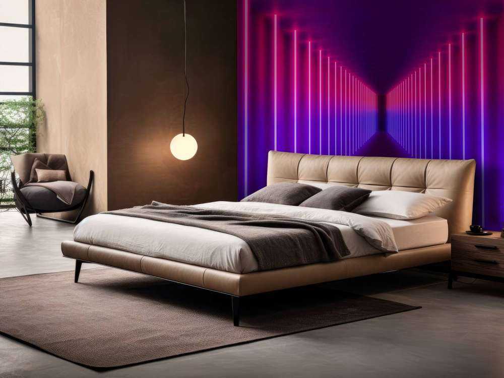 Rood-paarse neon verlichte gang