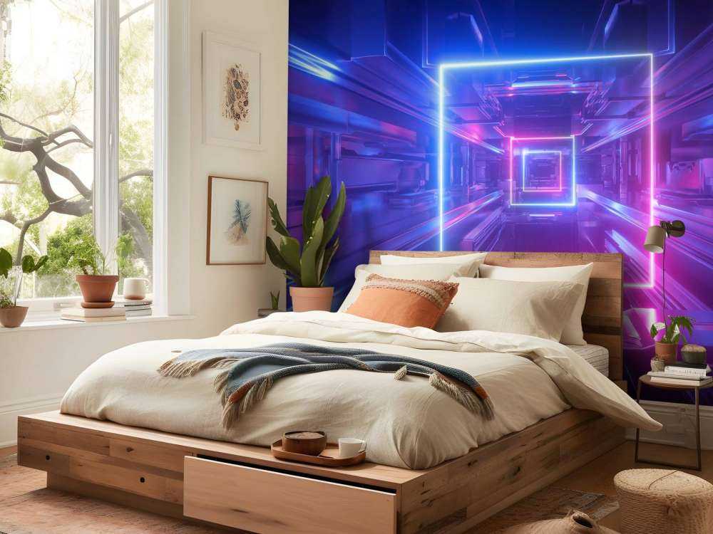 Futuristisch neon verlichte tunnel