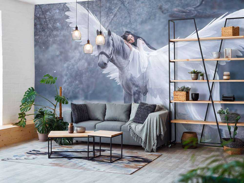 Witte eenhoorn in de winter