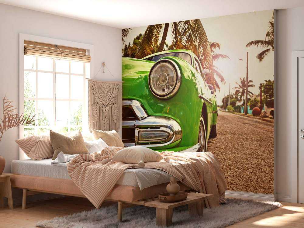 Groene klassieke auto