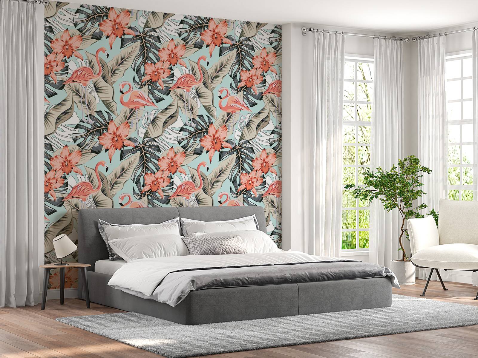 Tropische roze flamingo