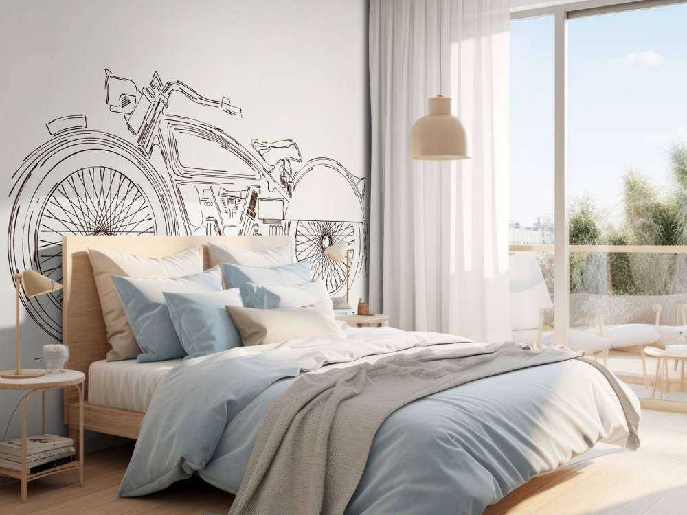 Getekende vintage motor