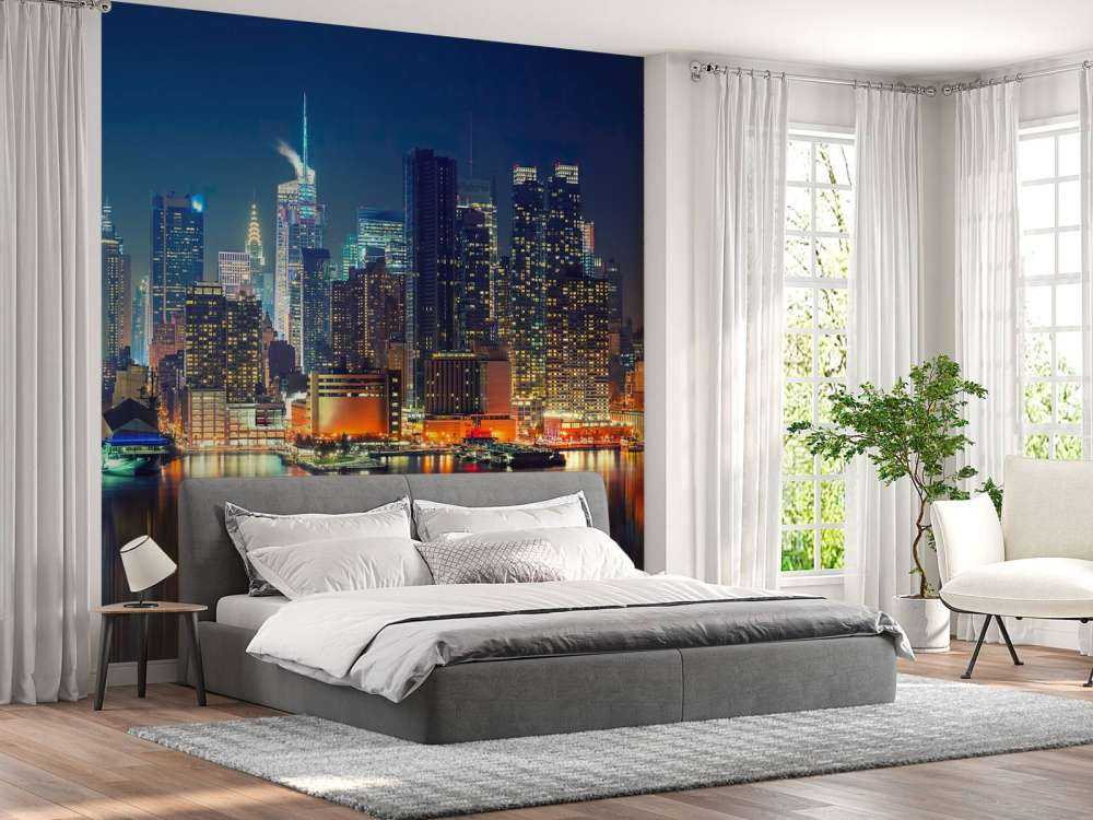 Fotobehang New York skyline in de nacht