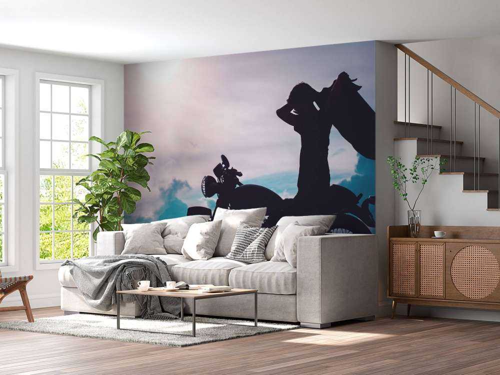 Silhouet motorrijder