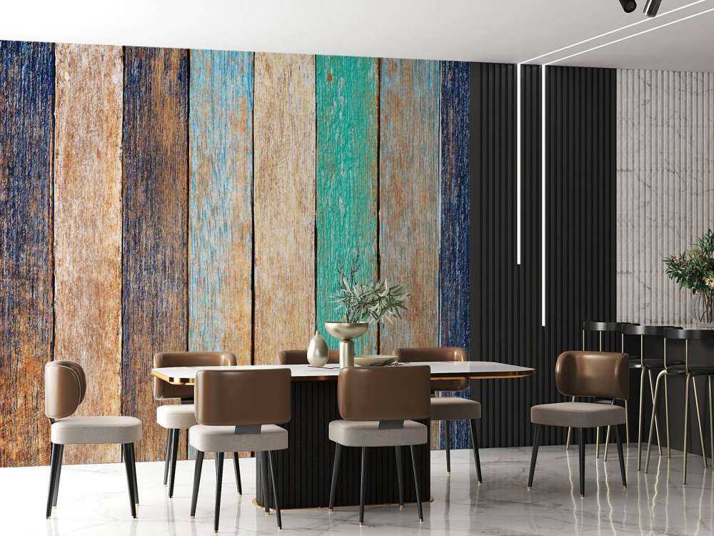 Kleurrijke verticale planken