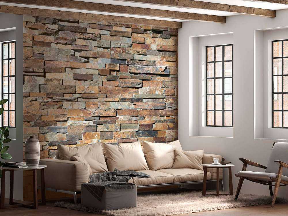 Kleurrijke stenen sierwand