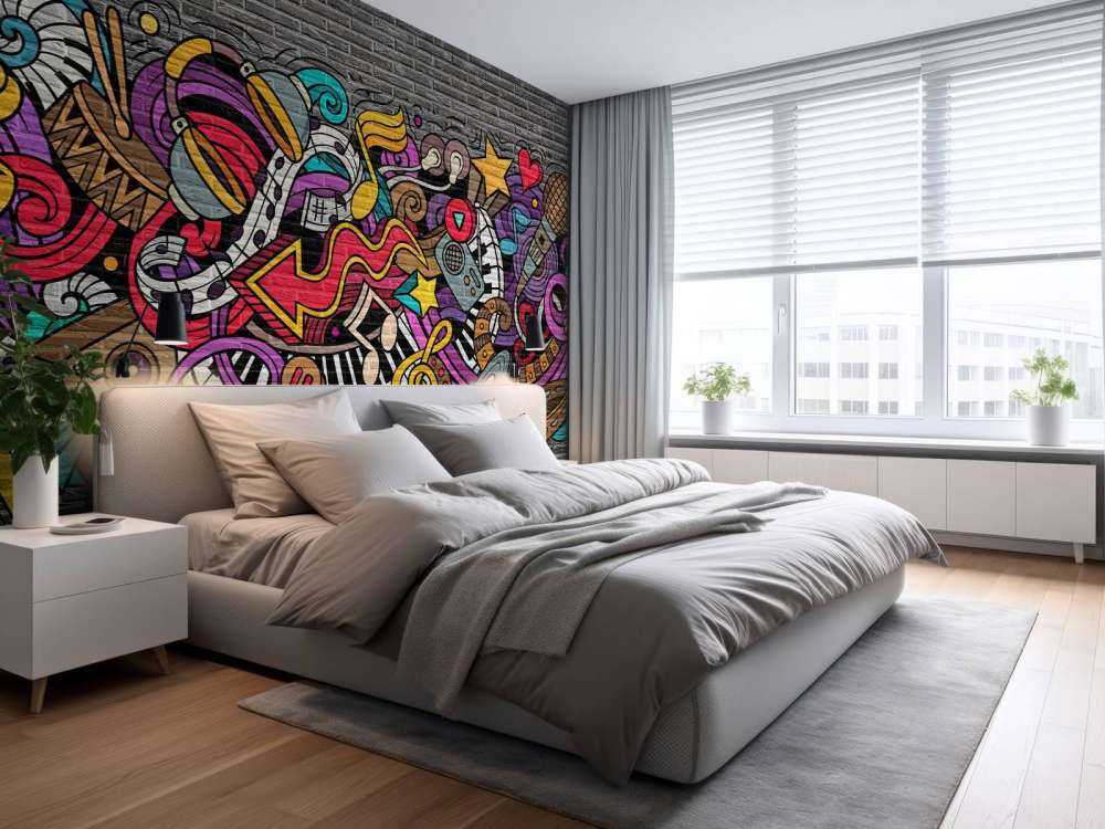 Muziek graffiti op baksteen