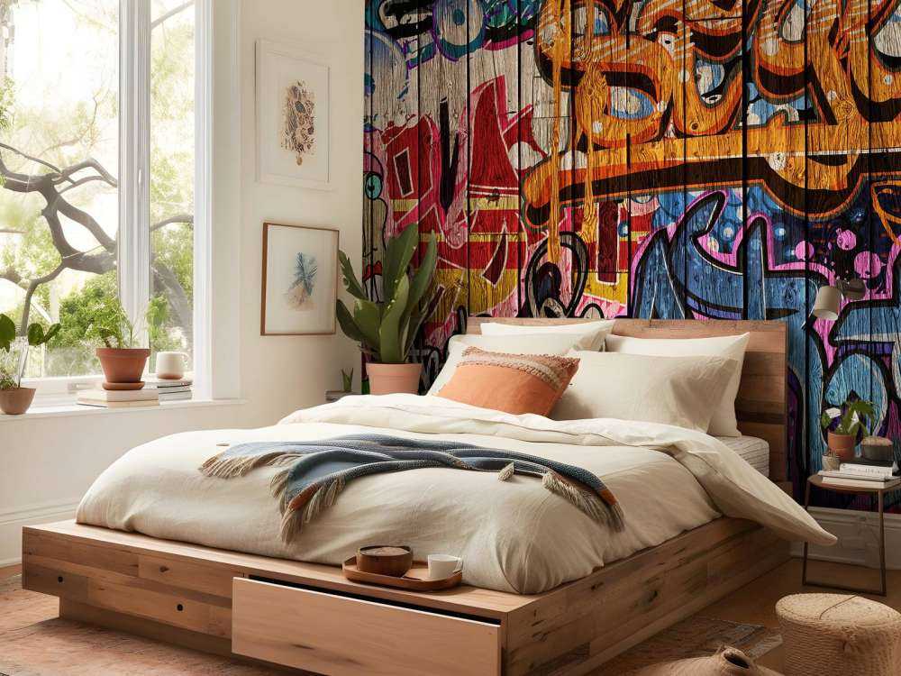 Graffiti met letters op hout