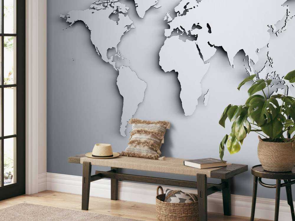 Witte wereldkaart in 3D