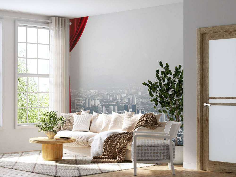 Grote stad met gordijn effect