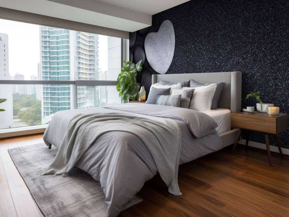 Zwarte stenen met grijze hartvormige steen