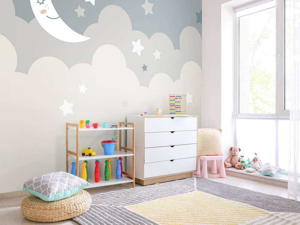 Maan met sterren in de wolken