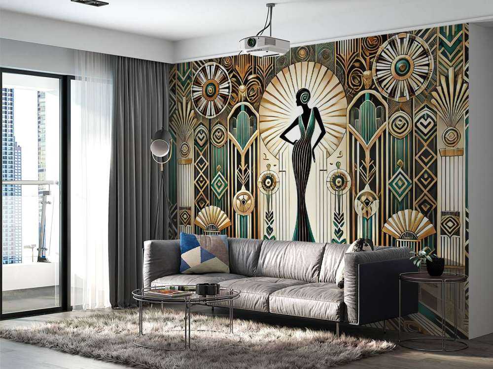 Vintage Elegance Scene in Art Deco