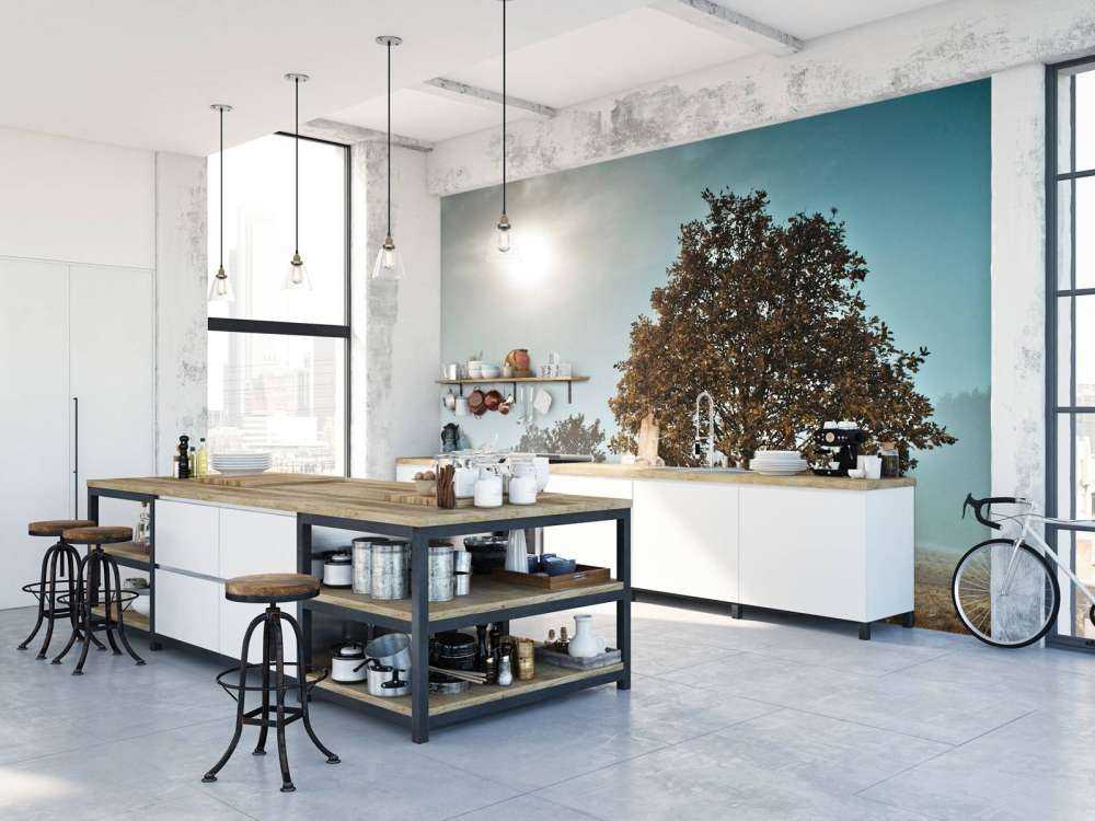 Line of trees in the mist