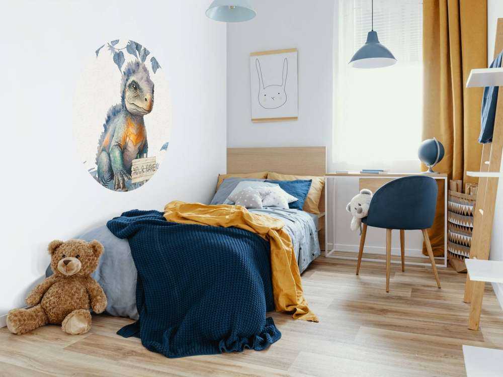 Baby ankylosaurus in de jungle blauw