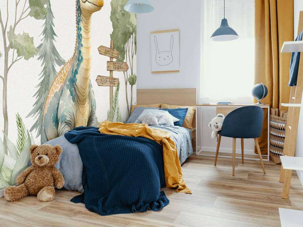 Baby brachiosaurus in de jungle