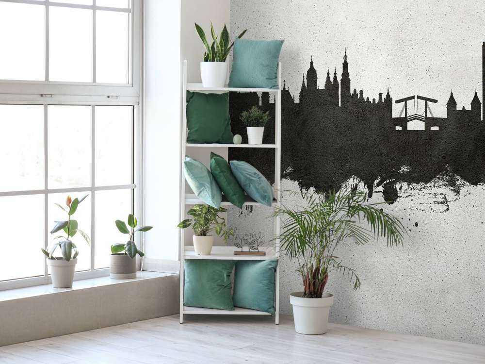 Waterverf skyline, Amsterdam