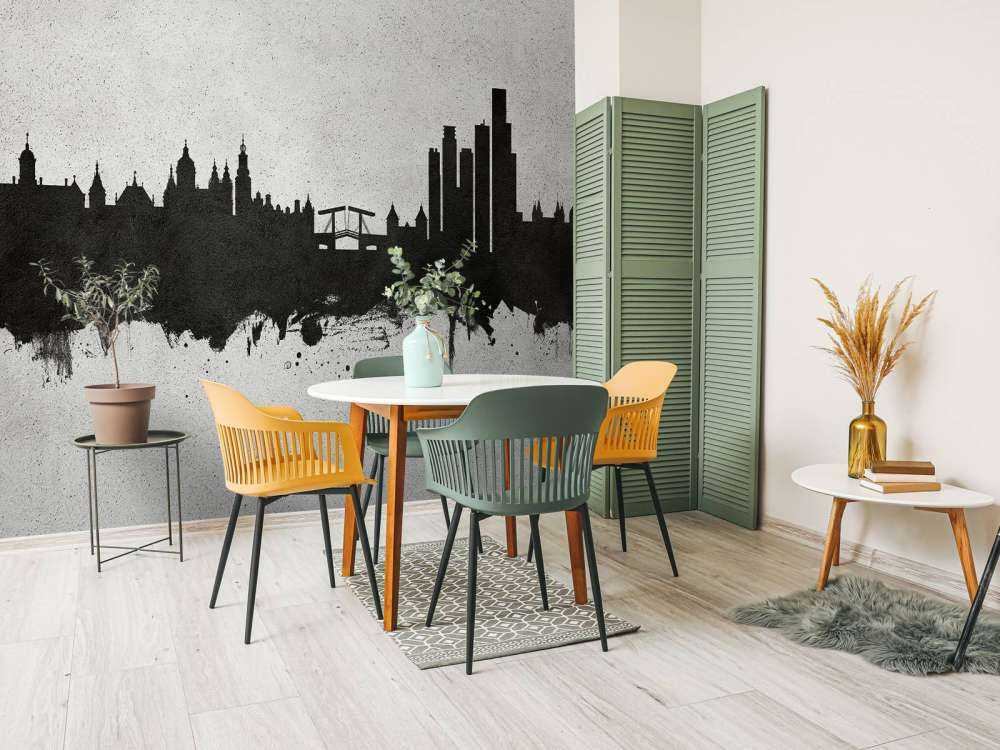 Waterverf skyline, Amsterdam