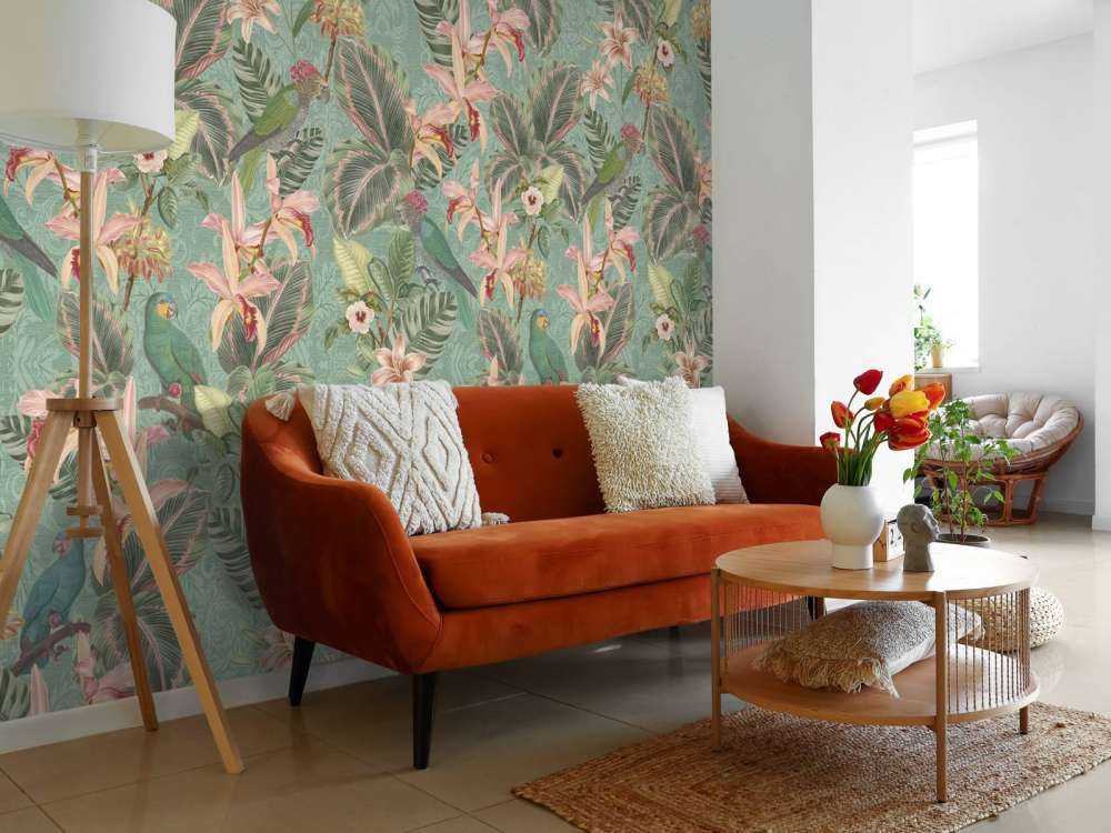 Tropische Jungle vogels & papegaaien - mint groen