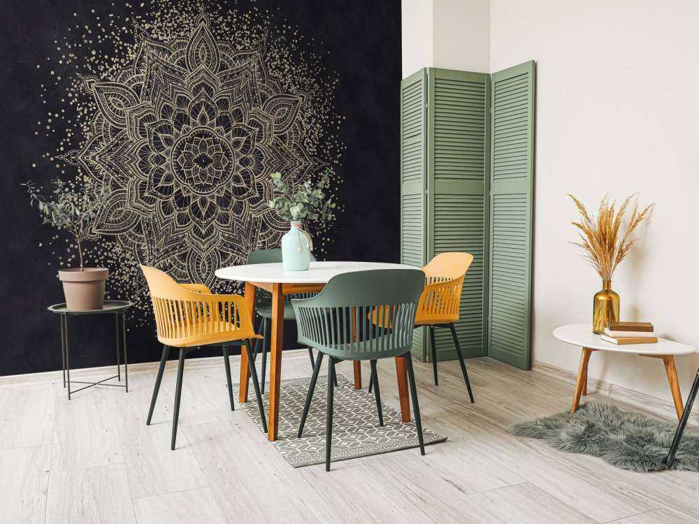 Golden Sparkling Mandala - dark navy