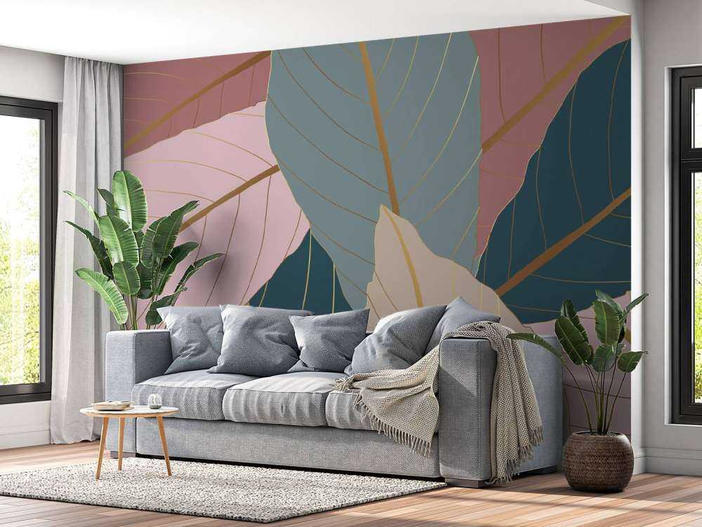 Tropische bladeren met goud