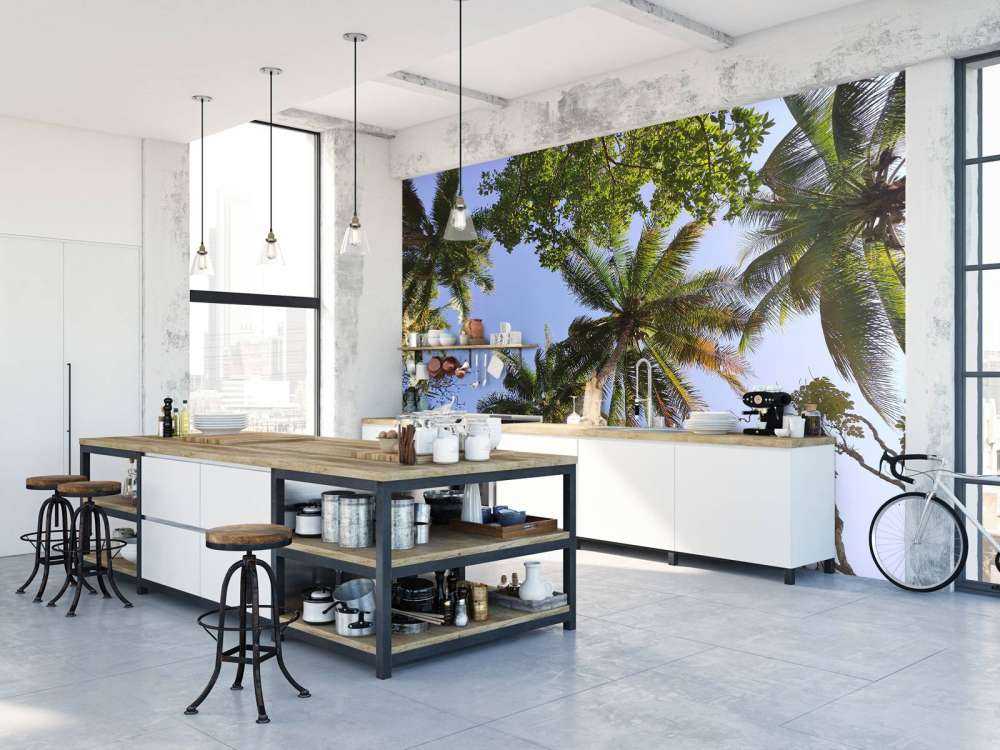 Palmbomen van onderaanzicht