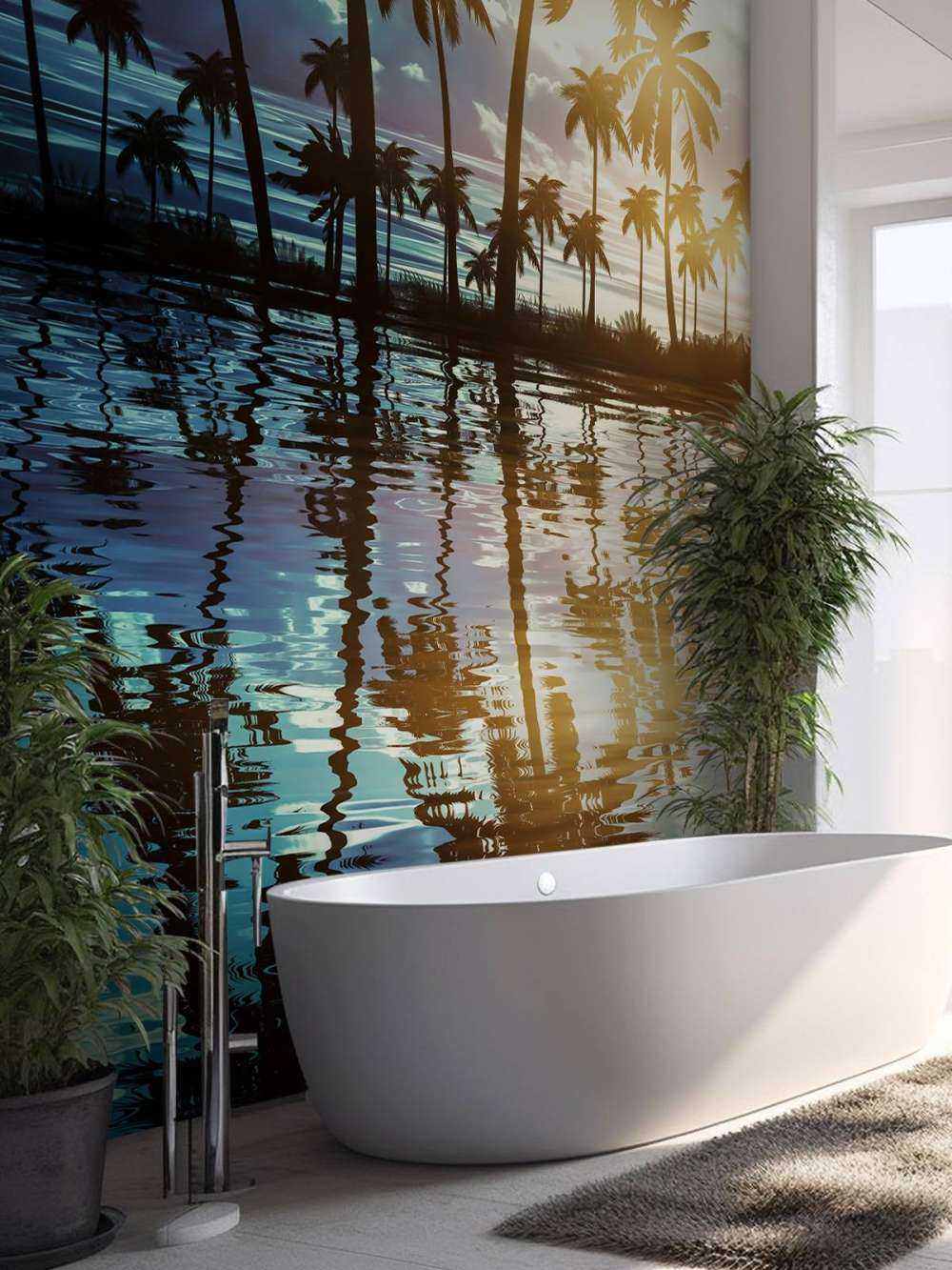 Nachtlandschap met palmbomen