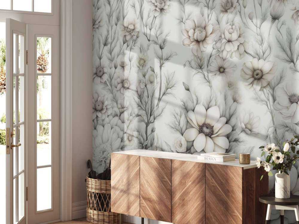 Floral romantic wall Beige