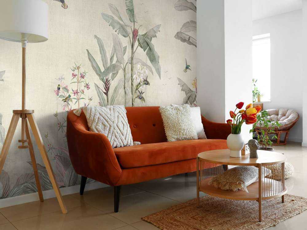 Kolibries tussen zachte bananenbladeren