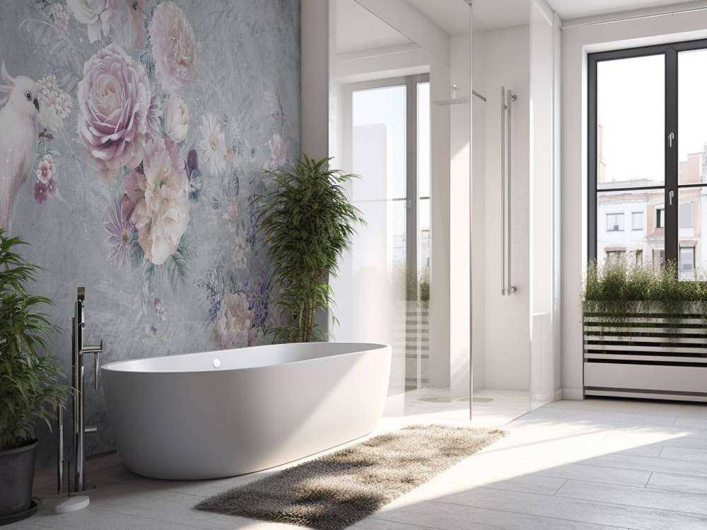 Romantische kaketoe en bloesemkrans