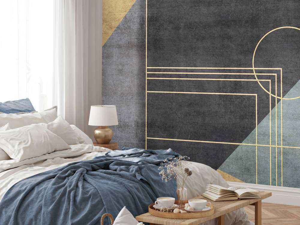 Gouden lijnen in zeegroen