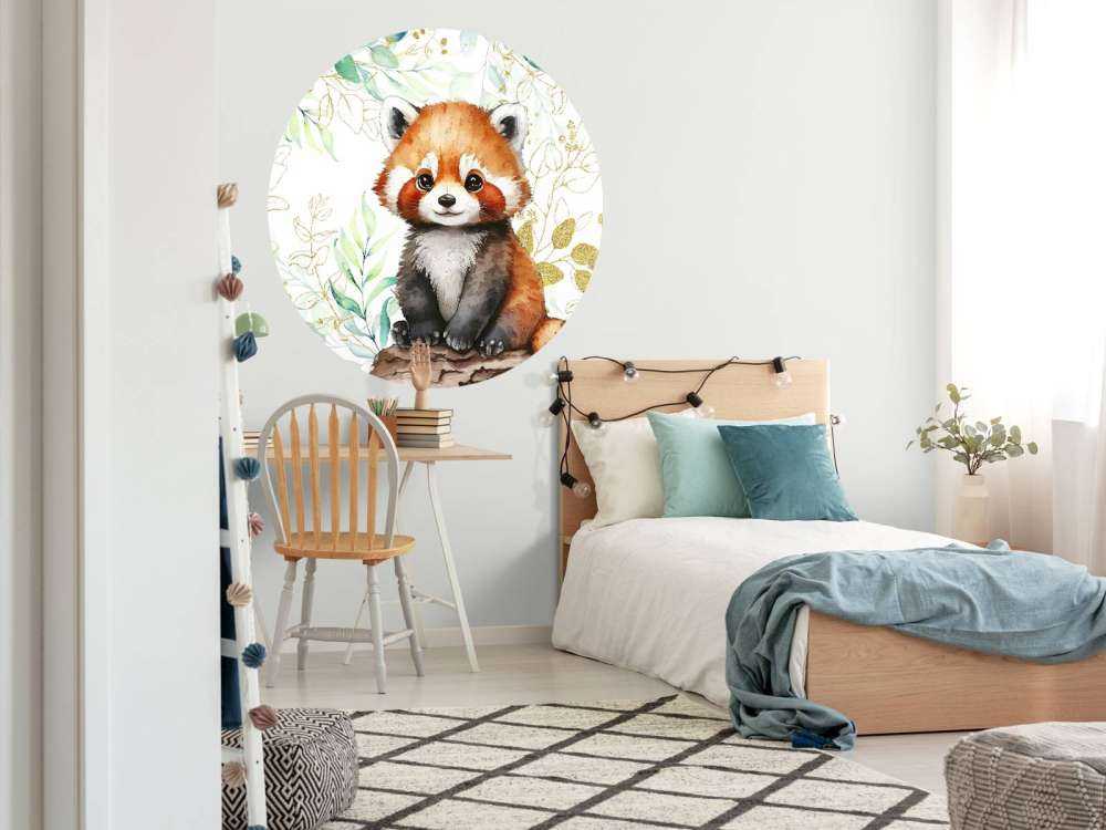 Schattige rode panda en bladeren