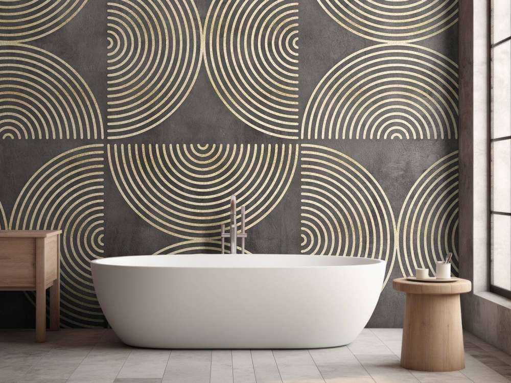 Eclectic Circle Modern Art Gold Brown