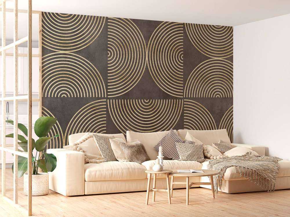 Eclectic Circles Modern Art Gold Brown