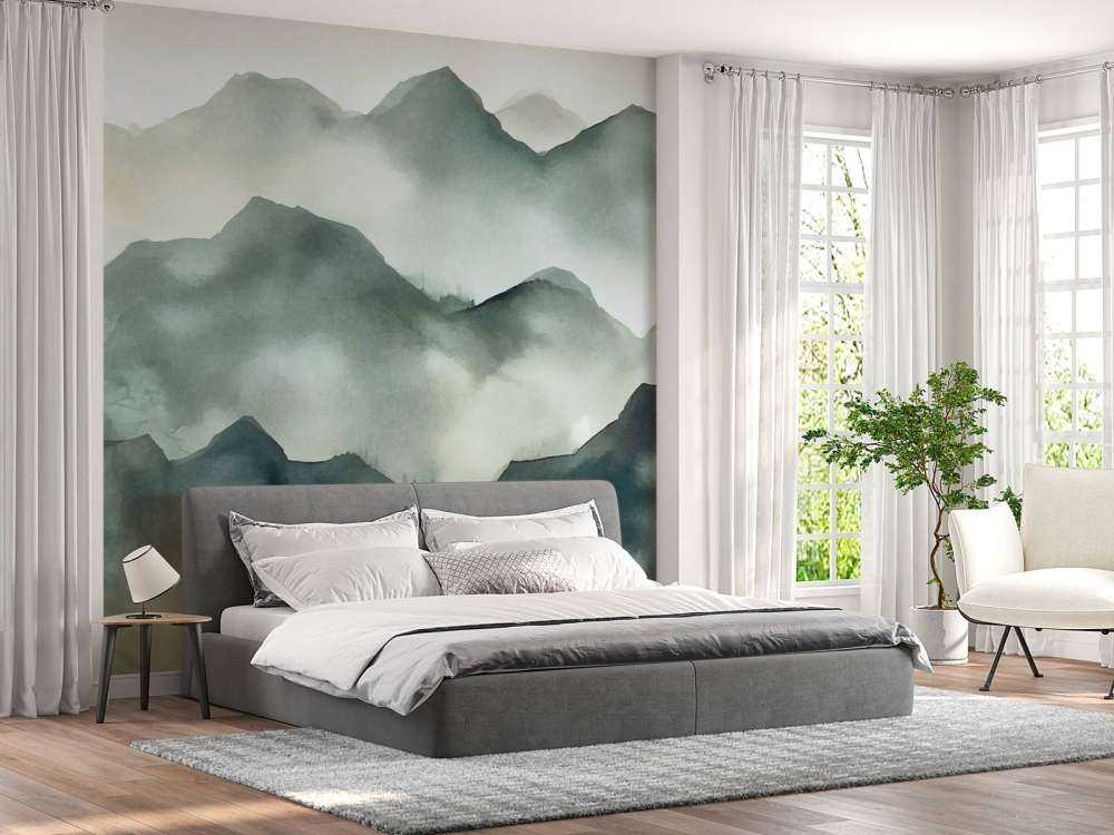 Misty Mountains Watercolor Landscape