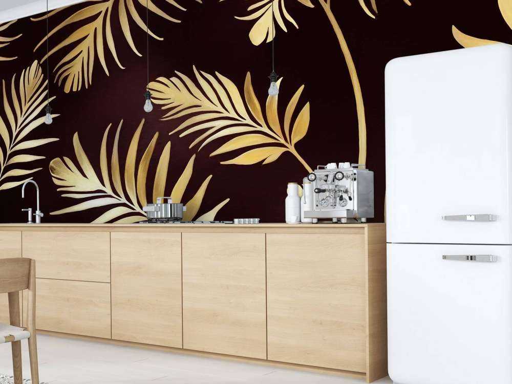 Golden leaves on dark Bronze